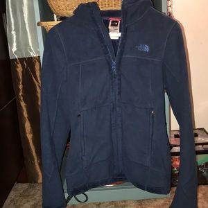 blue fleece north face jacket fuzzy inside